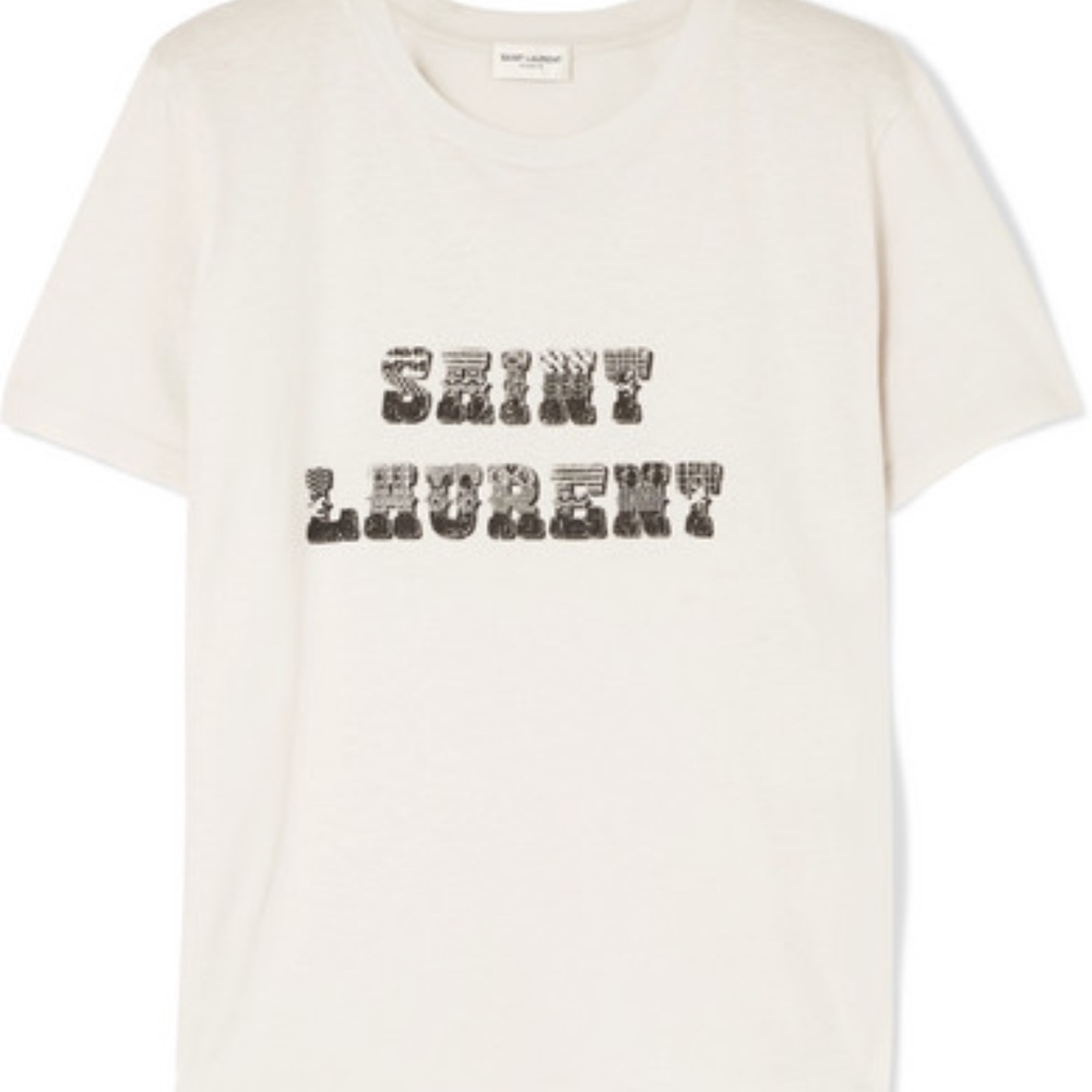 Saint Laurent White Graphic Tee